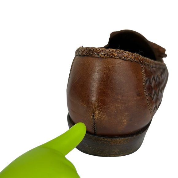 BRAGANO by COLE HAAN Vintage Woven Leather Tassel Penny Loafers Made in ITALY - Picture 14 of 14